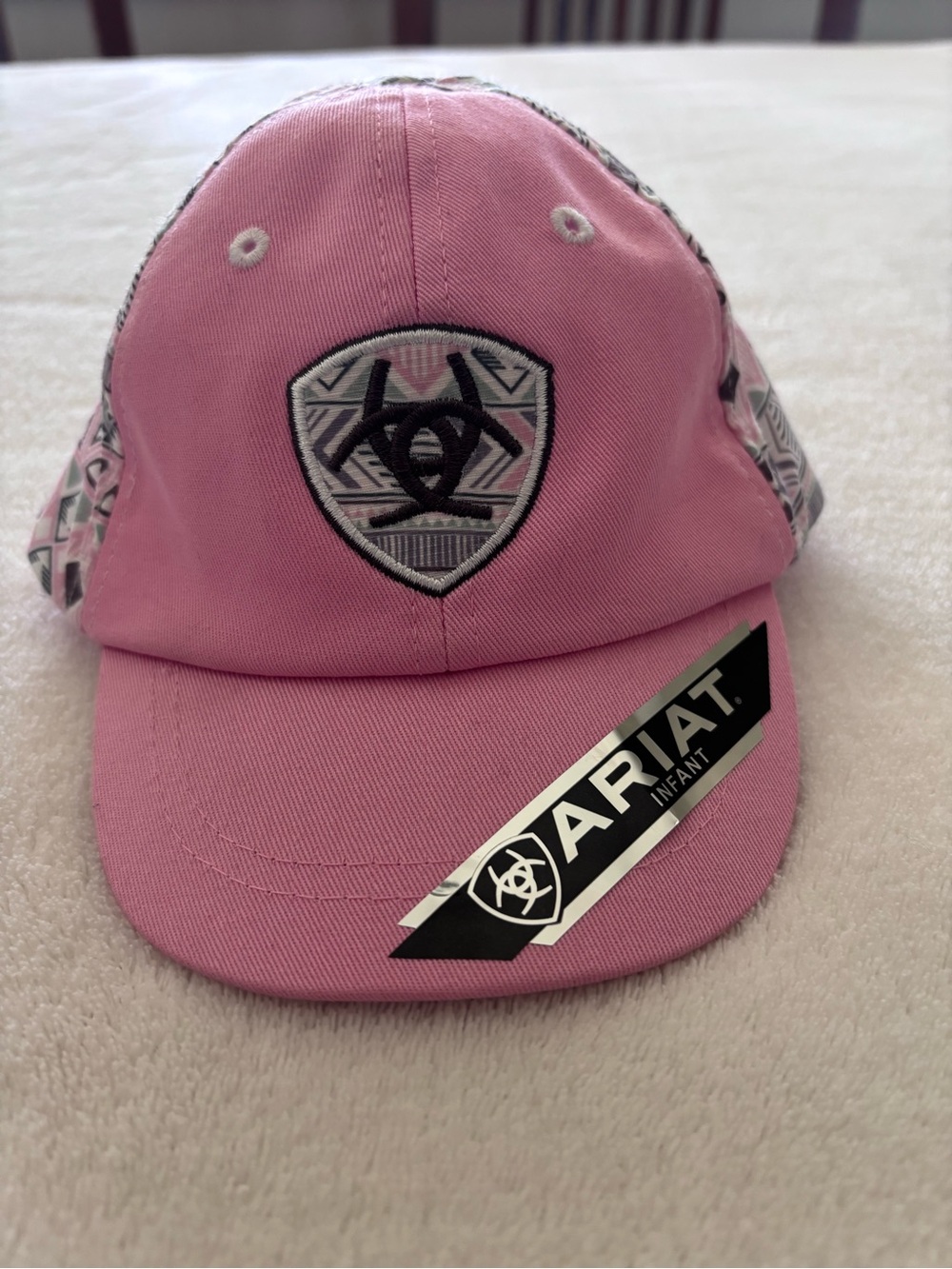 Ariat Infant Pink Logo Baseball Cap with Patterned Sides